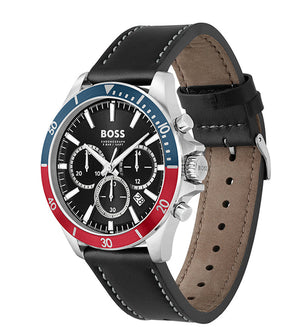 Hugo Boss Troper Chronograph Black Dial Black Leather Strap Watch For Men - 1514099 Buy Now By Hugo Boss