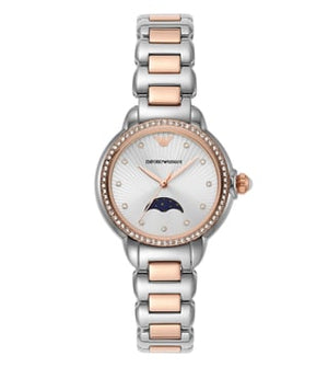 Emporio Armani Mia Three Hand Moonphase Mother of Pearl Dial Two Tone Steel Strap Watch For Women - AR11567 Buy Now By Emporio Armani