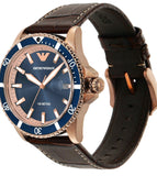 Emporio Armani Pro Planet Three Hand Date Blue Dial Brown Leather Strap Watch For Men - AR11556 Buy Now By Emporio Armani