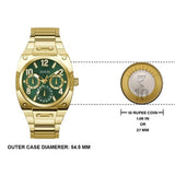 Guess Trend Analog Green Dial Gold Steel Strap Watch For Men - GW0624G2 Buy Now By Guess