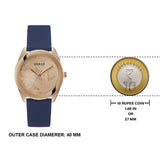 Guess Cubed Analog Rose Gold Dial Blue Leather Strap Watch For Women - GW0665L2 Buy Now By Guess