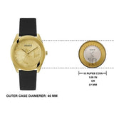 Guess Cubed Analog Gold Dial Black Silicone Strap Watch For Women - GW0665L1 Buy Now By Guess