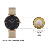 Daniel Wellington Petite Melrose Black Dial Rose Gold Mesh Strap Watch For Women - DW00100303 Buy Now By Daniel Wellington