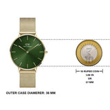 Daniel Wellington Petite Emerald Green Dial Gold Mesh Strap Watch For Women - DW00100481 Buy Now By Daniel Wellington