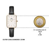 Daniel Wellington Quadro White Dial Black Leather Strap Watch For Women - DW00100434 Buy Now By Daniel Wellington
