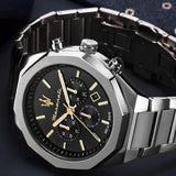 Maserati Stile Chronograph Black Dial Silver Steel Strap Watch For Men - R8873642010 Buy Now By Maserati