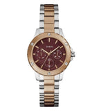 Guess Mist Analog Maroon Dial Two Tone Steel Strap Watch For Women - GW0723L2 Buy Now By Guess