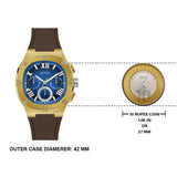 Guess Headline Chronograph Blue Dial Brown Silicone Strap Watch For Men - GW0571G5 Buy Now By Guess
