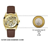Guess Multifunction Chronograph Gold Dial Brown Leather Strap Watch For Men - GW0389G5 Buy Now By Guess