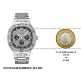 Guess Duke Glitz Black Dial Silver Steel Strap Watch For Men - GW0576G1 Buy Now By Guess