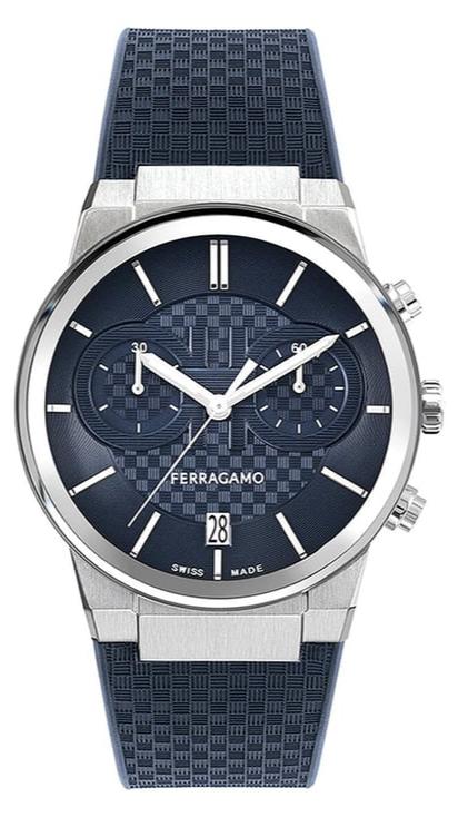 Salvatore Ferragamo Sapphire Chrono Blue Dial Blue Rubber Strap Watch for Men - SFME00923 Buy Now By Salvatore Ferragamo