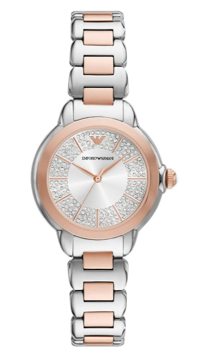 Emporio Armani Mia Three-Hand Analog Crystal Silver Dial Two Tone Steel Strap Watch For Women - AR11643 Buy Now By Emporio Armani
