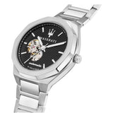 Maserati Stile Skeleton Automatic Black Dial Silver Steel Strap Watch For Men - R8823142002 Buy Now By Maserati