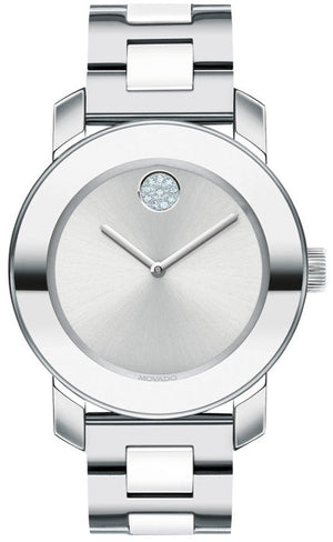 Movado Bold Ceramic Silver Dial Silver Steel Strap Watch for Women - 3600638 Buy Now By Movado