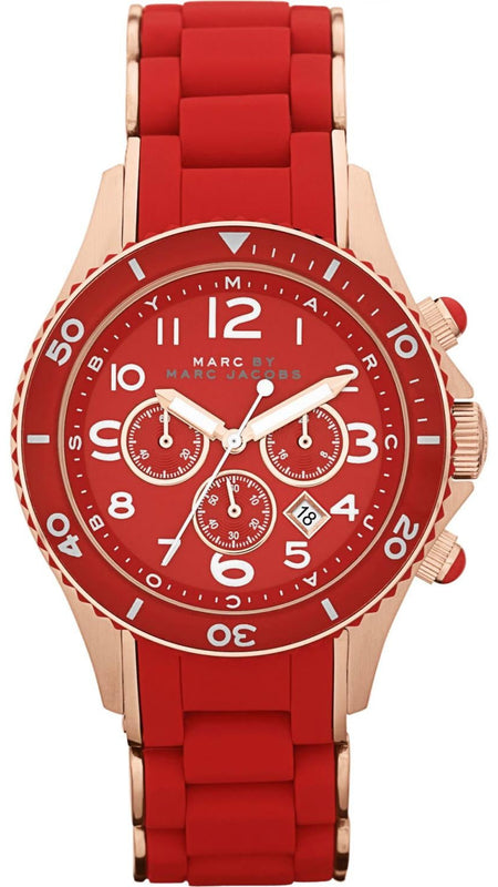 Marc Jacobs Rock Chronograph Red Dial Red Silicone Strap Watch for Women - MBM2577 Buy Now By Marc Jacobs