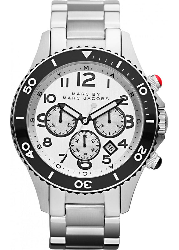 Marc Jacobs Rock Chronograph White Dial Silver Steel Strap Watch for Men - MBM5027 Buy Now By Marc Jacobs