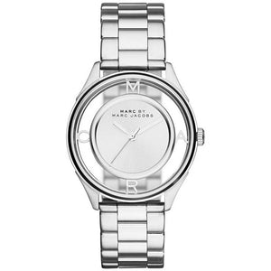 Marc Jacobs Tether Transparent Silver Dial Silver Steel Strap Watch for Women - MBM3412 Buy Now By Marc Jacobs