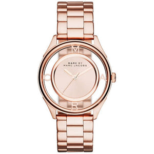 Marc Jacobs Tether Transparent Rose Gold Dial Rose Gold Steel Strap Watch for Women - MBM3414 Buy Now By Marc Jacobs
