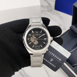 Maserati Stile Skeleton Automatic Black Dial Silver Steel Strap Watch For Men - R8823142002 Buy Now By Maserati