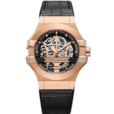 Maserati Potenza Automatic Rose Gold Dial Black Leather Strap Watch For Men - R8821108002 Buy Now By Maserati