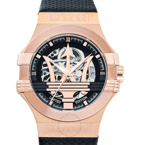 Maserati Potenza Limited Edition Automatic Skeleton Black Dial Black Leather Strap Watch For Men - R8821108025 Buy Now By Maserati