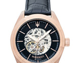 Maserati Traguardo Automatic Black Skeleton Dial Black Leather Strap Watch For Men - R8821112001 Buy Now By Maserati