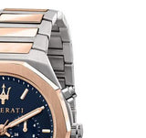 Maserati Stile Chronograph Blue Dial Rose Gold Two Tone Strap Watch For Men - R8873642002 Buy Now By Maserati