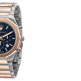 Maserati Stile Chronograph Blue Dial Rose Gold Two Tone Strap Watch For Men - R8873642002 Buy Now By Maserati