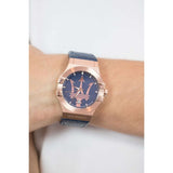 Maserati Potenza 42mm Rose Gold & Blue Dial Blue Leather Strap Watch For Men - R8851108027 Buy Now By Maserati