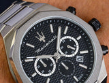 Maserati Stile Chronograph Black Dial Silver Steel Strap Watch For Men - R8873642004 Buy Now By Maserati