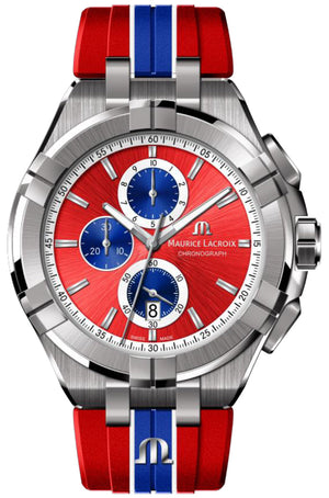 Maurice Lacroix Aikon Beach Volley Vikings Limited Edition Red Dial Red Rubber Strap Watch for Men - AI1018-SS001-530-6 Buy Now By Maurice Lacroix