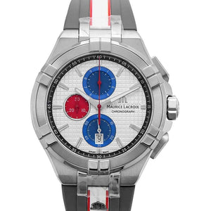 Maurice Lacroix Aikon Chronograph Special Edition Mahindra Racing Silver Dial Grey Rubber Strap Watch for Men - AI1018-TT031-130-2 Buy Now By Maurice Lacroix