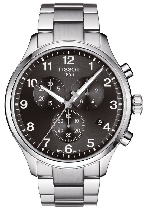 Tissot T Classic Chrono XL Black Dial Silver Steel Strap Watch For Men - T116.617.11.057.01 Buy Now By Tissot