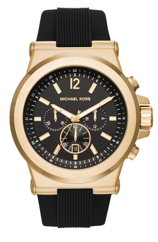 Michael Kors Dylan Chronograph Black Dial Black Rubber Strap Watch for Men - MK8445 Buy Now By Michael Kors