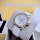 Michael Kors Mini Pilot Quartz Silver Dial White Silicone Strap Watch For Women - MK7372 Buy Now By Michael Kors