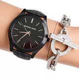 Michael Kors Slim Runway Black Dial Black Leather Strap Watch For Men - MK8908 Buy Now By Michael Kors