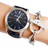 Michael Kors Slim Runway Analog Blue Dial Blue Leather Strap Watch For Men - MK8907 Buy Now By Michael Kors