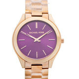 Michael Kors Slim Runway Purple Dial Rose Gold Steel Strap Watch for Women - MK3293 Buy Now By Michael Kors