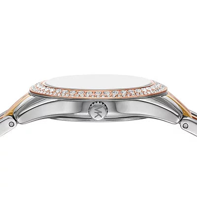 Michael Kors Harlowe Three-Hand Mother of Pearl White Dial Tri Tone Steel Strap Watch for Women - MK4846 Buy Now By Michael Kors