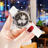 Michael Kors Sidney Multifunction Black Dial White Silicone Strap Watch For Women - MK6947 Buy Now By Michael Kors