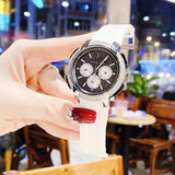 Michael Kors Sidney Multifunction Black Dial White Silicone Strap Watch For Women - MK6947 Buy Now By Michael Kors