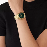 Michael Kors Lexington Three Hand Green Dial Gold Steel Strap Watch For Women - MK7449 Buy Now By Michael Kors