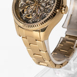 Fossil Rye Automatic Skeleton Gold Dial Gold Steel Strap Watch for Women - BQ3755 Buy Now By Fossil