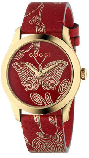 Gucci G Timeless Quartz Red Dial Red Leather Strap Watch For Women - YA1264054 Buy Now By Gucci