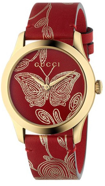 Gucci G Timeless Quartz Red Dial Red Leather Strap Watch For Women - YA1264054 Buy Now By Gucci