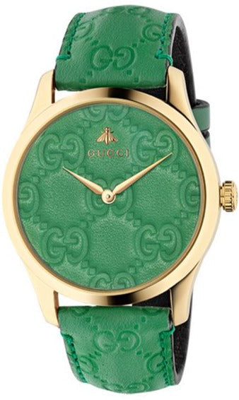 Gucci G Timeless Quartz Green Dial Green Leather Strap Watch For Women - YA1264099 Buy Now By Gucci