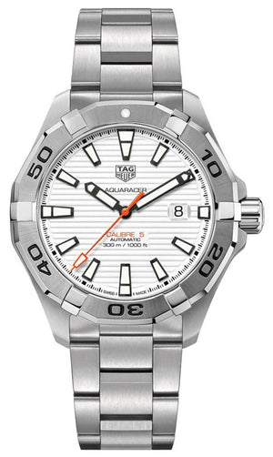 Tag Heuer Aquaracer Calibre 5 Automatic White Dial Silver Steel Strap Watch for Men - WAY2013.BA0927 Buy Now By Tag Heuer
