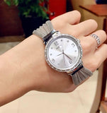 Guess Chiffon Silver Dial Silver Mesh Bracelet Watch For Women - W1083L1 Buy Now By Guess