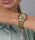 Guess Glisten Analog Gold Dial Gold Steel Strap Watch For Women - W13576l1 Buy Now By Guess