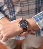 Guess Pinnacle Chronograph Quartz Blue Dial Brown Leather Strap Watch For Women - W0673G3 Buy Now By Guess